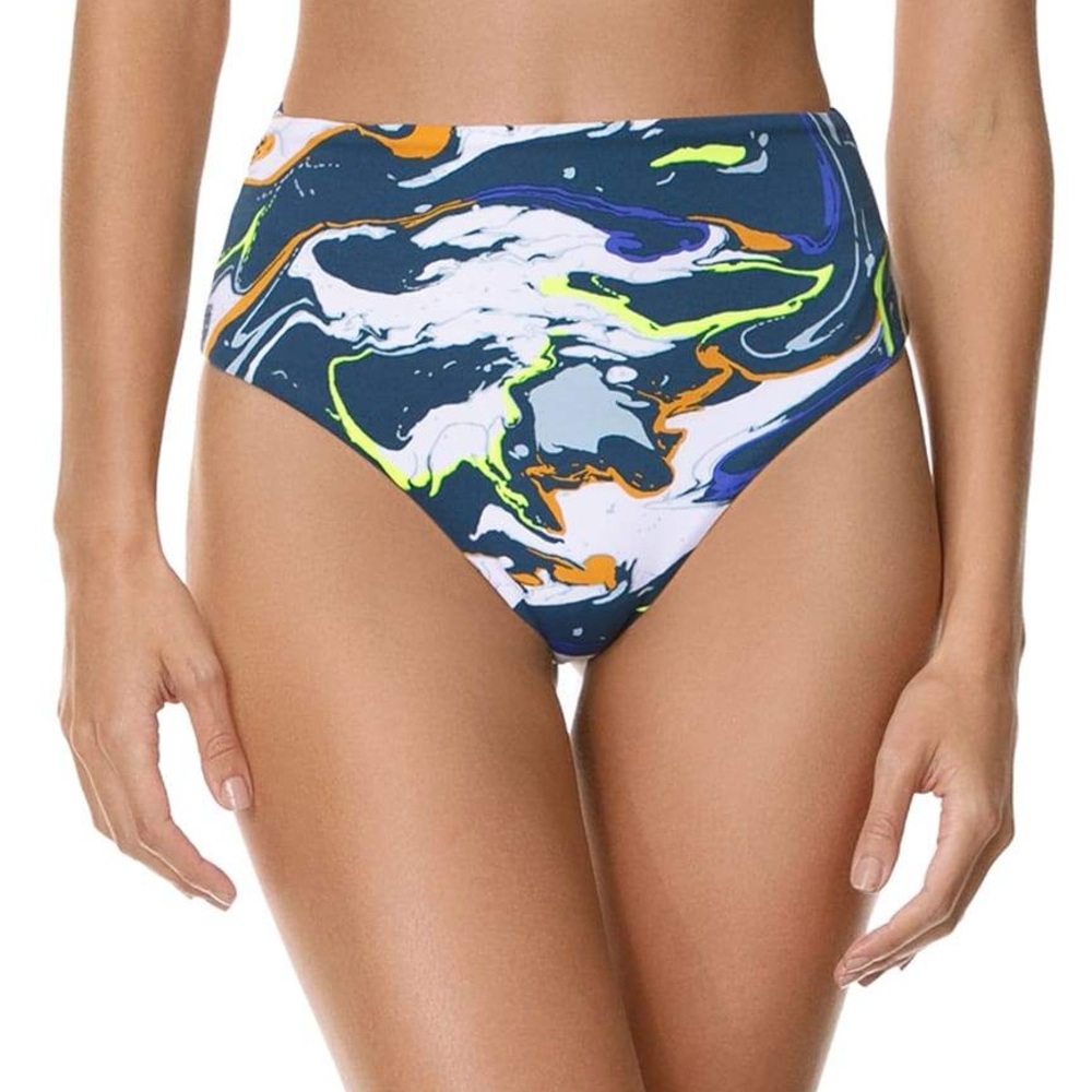 MAAJI MARBLE BLUE MALIA HIGH‎ RISE BIKINI BOTTOM - CHI CHI CUT